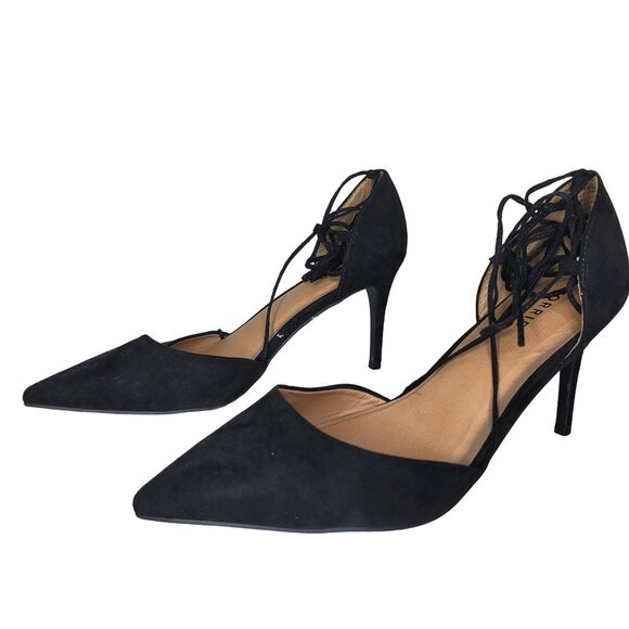 Torrid Women's Black Lace-Up Pointed Toe Pumps one sting is broken 12ww extra wi - Picture 10 of 13